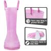 K KomForme Girls Rain Boots,Kids Glitter Waterproof Boots with Easy-on Handles(Pink)