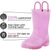 K KomForme Girls Rain Boots,Kids Glitter Waterproof Boots with Easy-on Handles(Pink)