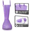 K KomForme Girls Rain Boots,Kids Glitter Waterproof Boots with Easy-on Handles(Purple)