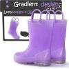 K KomForme Girls Rain Boots,Kids Glitter Waterproof Boots with Easy-on Handles(Purple)