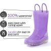 K KomForme Girls Rain Boots,Kids Glitter Waterproof Boots with Easy-on Handles(Purple)