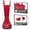 K KomForme Girls Rain Boots,Kids Glitter Waterproof Boots with Easy-on Handles(Red)