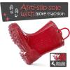 K KomForme Girls Rain Boots,Kids Glitter Waterproof Boots with Easy-on Handles(Red)
