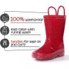 K KomForme Girls Rain Boots,Kids Glitter Waterproof Boots with Easy-on Handles(Red)