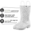 K KomForme Girls Rain Boots,Kids Glitter Waterproof Boots with Easy-on Handles(Silver)