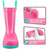 K KomForme Kids Girls & Boys Rain Boots with Easy-on Handles Waterproof Outdoors(Hot Pink)