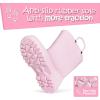 K KomForme Kids Girls & Boys Rain Boots with Easy-on Handles Waterproof Outdoors(Light Pink)