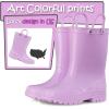 K KomForme Kids Girls & Boys Rain Boots with Easy-on Handles Waterproof Outdoors(Lilac)