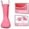 K KomForme Kids Girls & Boys Rain Boots with Easy-on Handles Waterproof Outdoors(Pink)