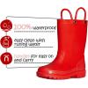 K KomForme Kids Girls & Boys Rain Boots with Easy-on Handles Waterproof Outdoors(Red)