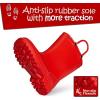 K KomForme Kids Girls & Boys Rain Boots with Easy-on Handles Waterproof Outdoors(Red)