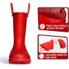 K KomForme Kids Girls & Boys Rain Boots with Easy-on Handles Waterproof Outdoors(Red)