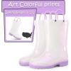 K KomForme Kids Girls & Boys Rain Boots with Easy-on Handles Waterproof Outdoors(White)