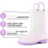 K KomForme Kids Girls & Boys Rain Boots with Easy-on Handles Waterproof Outdoors(White)