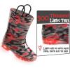 K KomForme Kids Rain Boots, Waterproof Light up Boots with Easy-on Handles(Black/Red Camouflage)