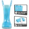 K KomForme Kids Rain Boots, Waterproof Light up Boots with Easy-on Handles(Blue Glitter)