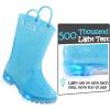 K KomForme Kids Rain Boots, Waterproof Light up Boots with Easy-on Handles(Blue Glitter)