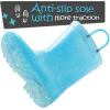 K KomForme Kids Rain Boots, Waterproof Light up Boots with Easy-on Handles(Blue Glitter)