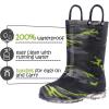 K KomForme Kids Rain Boots, Waterproof Light up Boots with Easy-on Handles(Camouflage)