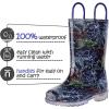 K KomForme Kids Rain Boots, Waterproof Light up Boots with Easy-on Handles(Colorful Dinosaur)