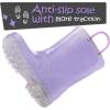 K KomForme Kids Rain Boots, Waterproof Light up Boots with Easy-on Handles(Purple Glitter)