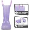K KomForme Kids Rain Boots, Waterproof Light up Boots with Easy-on Handles(Purple Glitter)