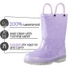 K KomForme Kids Rain Boots, Waterproof Light up Boots with Easy-on Handles(Purple Glitter)