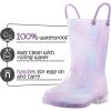 K KomForme Kids Rain Boots, Waterproof Light up Boots with Easy-on Handles(Purple Tie Dye)
