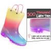 K KomForme Kids Rain Boots, Waterproof Light up Boots with Easy-on Handles(Rainbow Glitter)