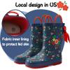 K KomForme Kids Rain Boots Waterproof Printed Rubber boots with Handles(Beautiful Garden)