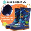 K KomForme Kids Rain Boots Waterproof Printed Rubber boots with Handles(Blue Dinosaur)