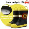 K KomForme Kids Rain Boots Waterproof Printed Rubber boots with Handles(Fire Chief)