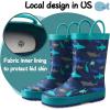 K KomForme Kids Rain Boots Waterproof Printed Rubber boots with Handles(Ocean World)