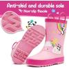 K KomForme Kids Rain Boots Waterproof Printed Rubber boots with Handles(Pink Panda)