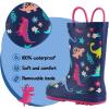 K KomForme Kids Rain Boots Waterproof Printed Rubber boots with Handles(Purple Dinosaur)