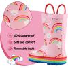 K KomForme Kids Rain Boots Waterproof Printed Rubber boots with Handles(Rainbow Cloud)