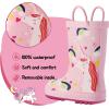 K KomForme Kids Rain Boots Waterproof Printed Rubber boots with Handles(Unicorn Life)