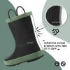 K KomForme Kids Rain Boots, Waterproof Rubber Matte Boots with Easy-on Handles(Black)
