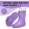 K KomForme Kids Rain Boots, Waterproof Rubber Matte Boots with Easy-on Handles(Light Purple)