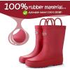 K KomForme Kids Rain Boots, Waterproof Rubber Matte Boots with Easy-on Handles(Red)