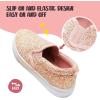 K KomForme Kids Shoes Toddlers Canvas Sneakers Slip on Walking Tennis Shoes for Boys Girls(Toddler/Little Kids/Big Kids)(A-pink Glitter)