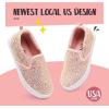 K KomForme Kids Shoes Toddlers Canvas Sneakers Slip on Walking Tennis Shoes for Boys Girls(Toddler/Little Kids/Big Kids)(A-pink Glitter)