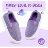 K KomForme Kids Shoes Toddlers Canvas Sneakers Slip on Walking Tennis Shoes for Boys Girls(Toddler/Little Kids/Big Kids)(Purple Glitter)