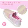 K KomForme Kids Shoes Toddlers Canvas Sneakers Slip on Walking Tennis Shoes for Boys Girls(Toddler/Little Kids/Big Kids)(White/Pink Glitter)