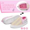 K KomForme Kids Shoes Toddlers Canvas Sneakers Slip on Walking Tennis Shoes for Boys Girls(Toddler/Little Kids/Big Kids)(White/Pink Glitter)