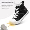 K KomForme Kids Sneakers for Boys and Girls Toddler Canvas High Top Walking Causal Shoes with Zipper(Black)
