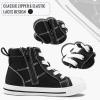 K KomForme Kids Sneakers for Boys and Girls Toddler Canvas High Top Walking Causal Shoes with Zipper(Black)