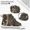 K KomForme Kids Sneakers for Boys and Girls Toddler Canvas High Top Walking Causal Shoes with Zipper(Camouflage Green)