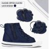 K KomForme Kids Sneakers for Boys and Girls Toddler Canvas High Top Walking Causal Shoes with Zipper(Navy)