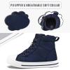 K KomForme Kids Sneakers for Boys and Girls Toddler Canvas High Top Walking Causal Shoes with Zipper(Navy)